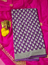 Purple hand block printed sarees